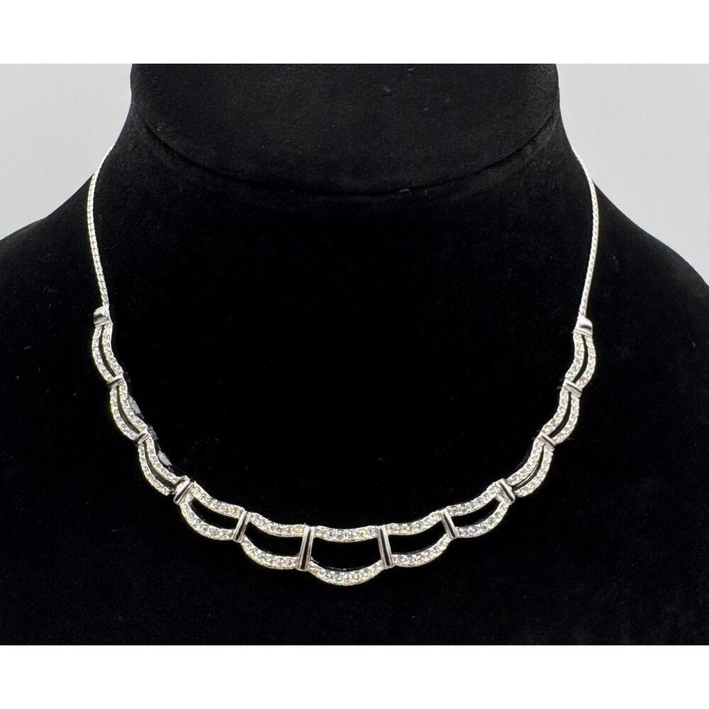 Swarovski Silver Tone‎ Double Layer Crystal Collar Choker Necklace Bridal Party